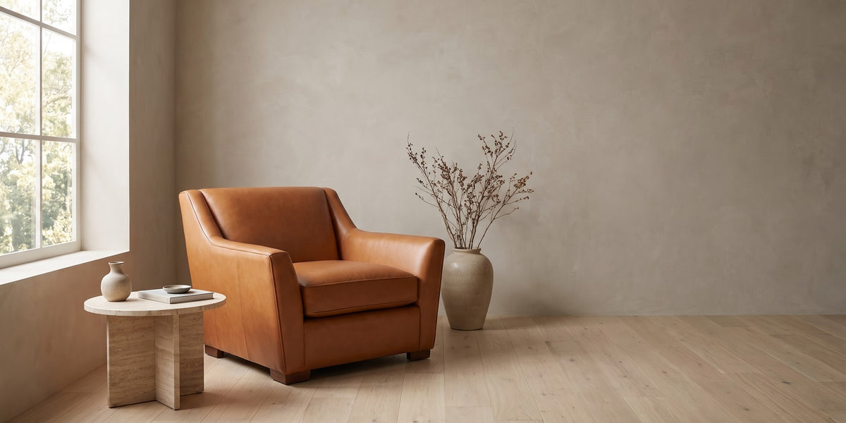 Vence Cognac Leather Lounge Chair banner