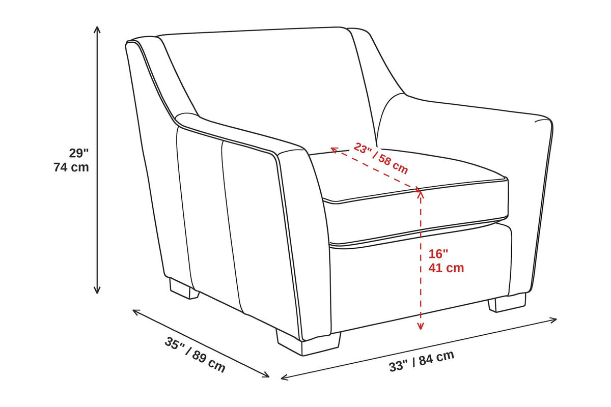 Vence Cognac Leather Lounge Chair dimensions