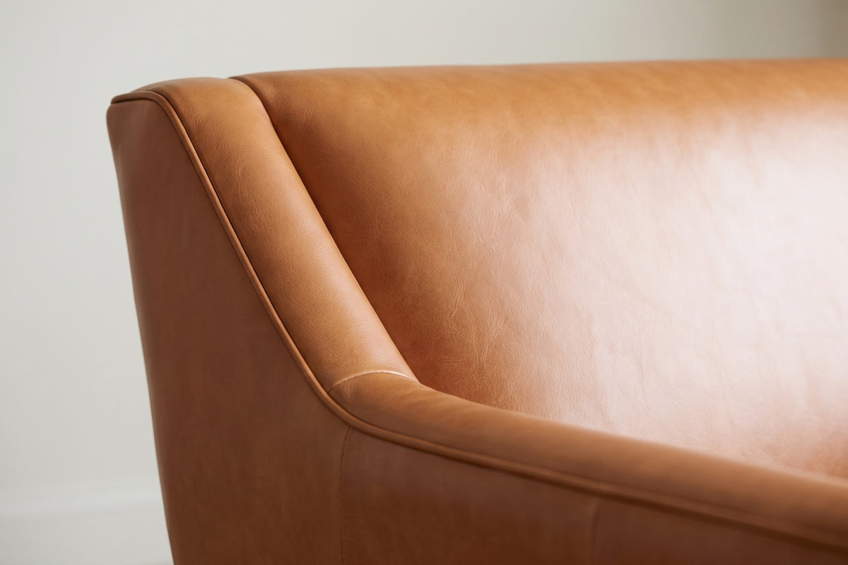 Vence Leather Lounge Chair – Sloped Arms, Low Deep Seat, Block Feet
