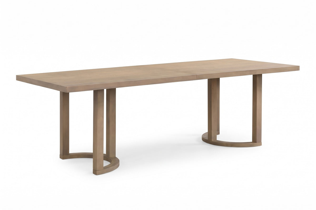 Villette 95" Rectangular Dining Table – Light Ash Finish, U-Shaped Bases