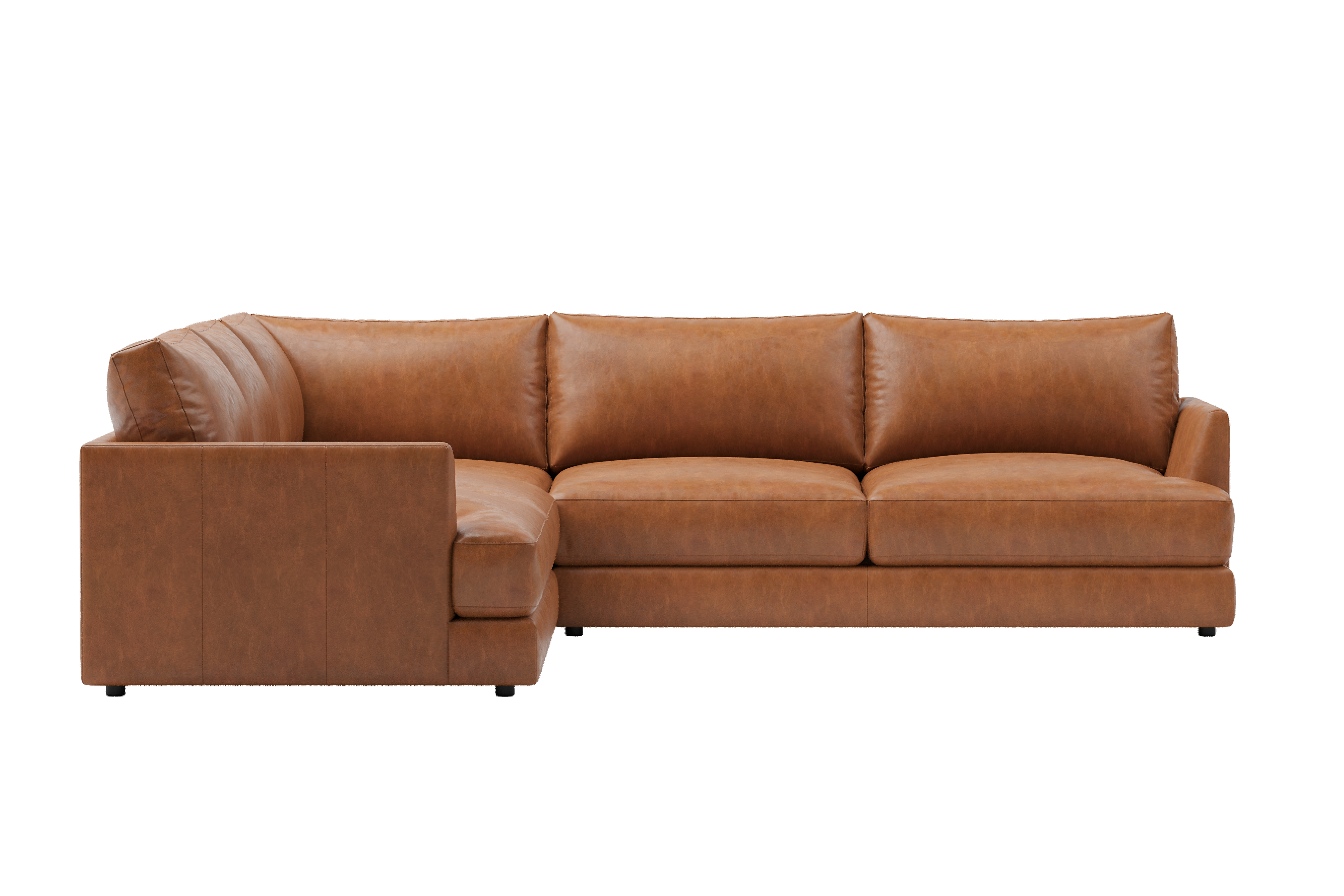 Vidal Leather L-Shape Corner Sofa Cognac 03