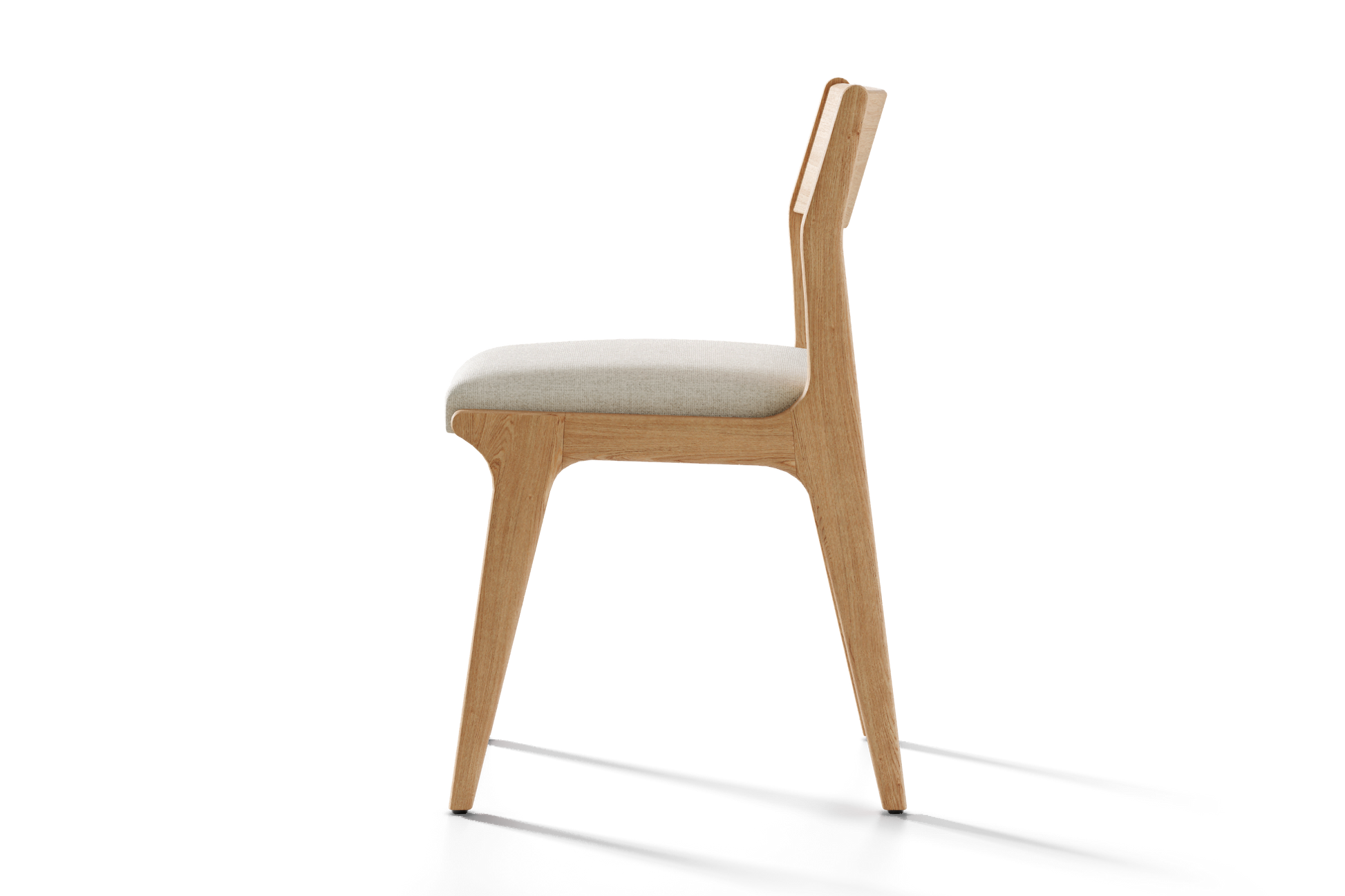 Dupont Teak Wood Linen-like Fabric Dining Chair