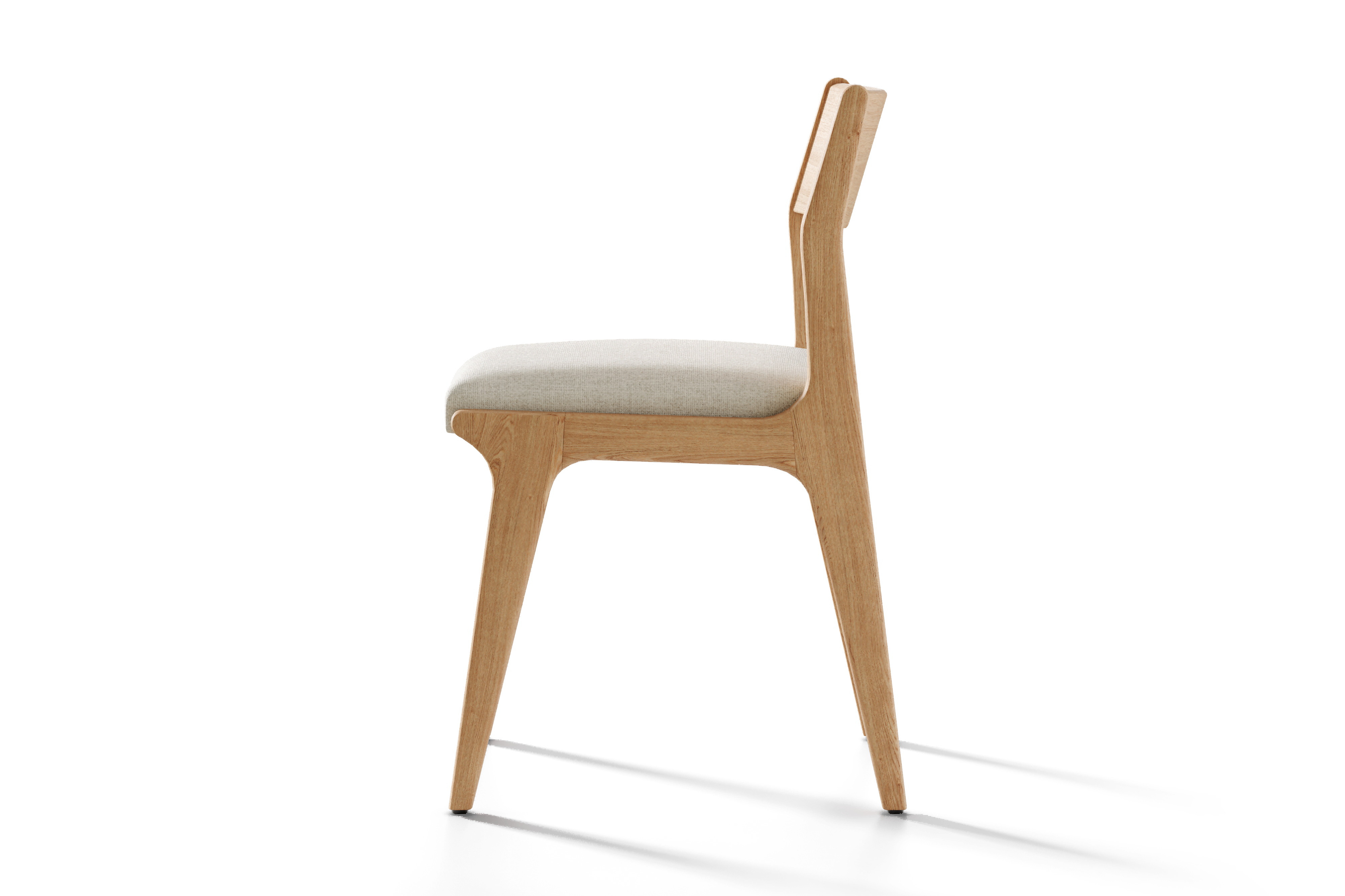 Dupont Teak Wood Linen-like Fabric Dining Chair