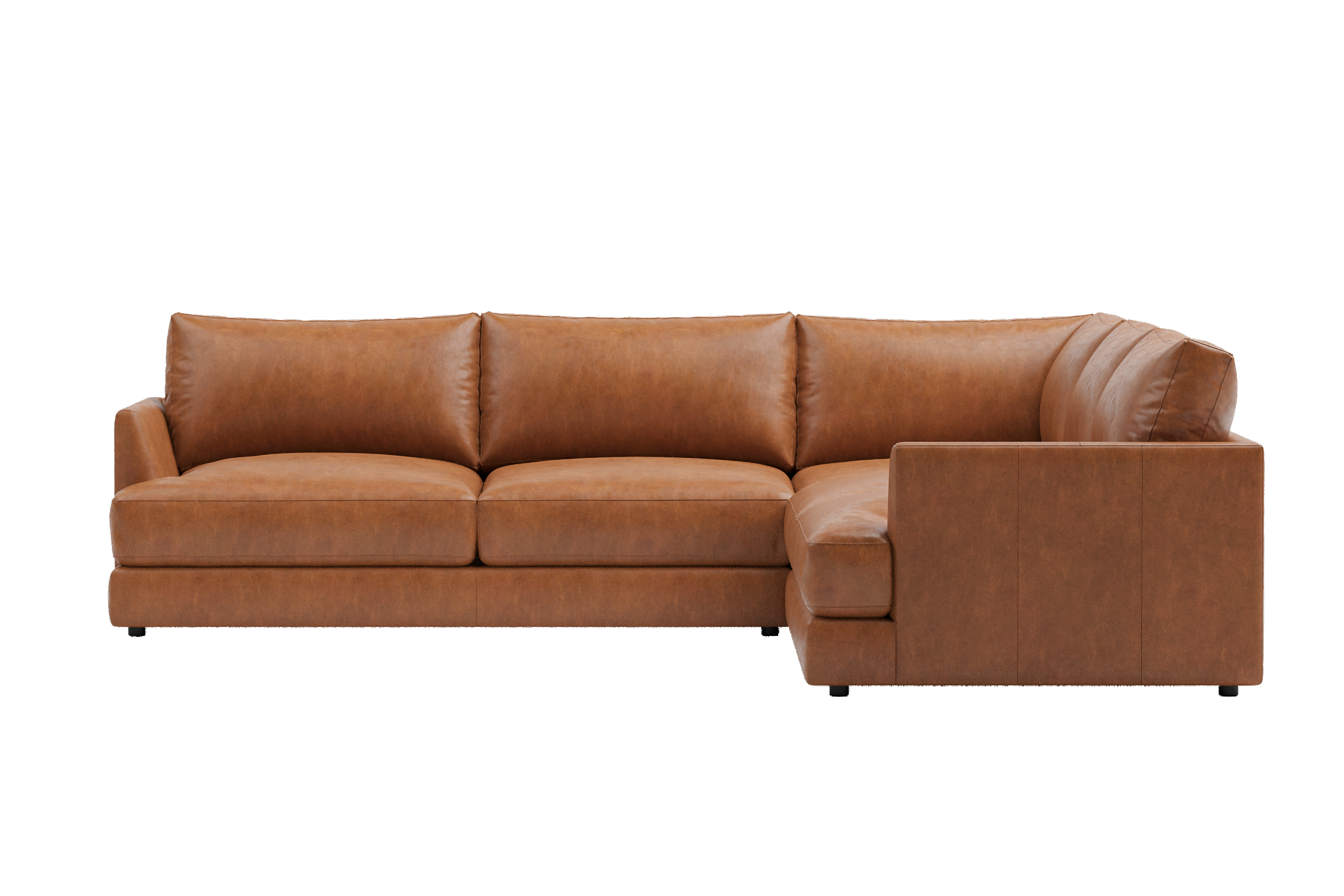 Vidal Leather L-Shape Corner Sofa Cognac 02