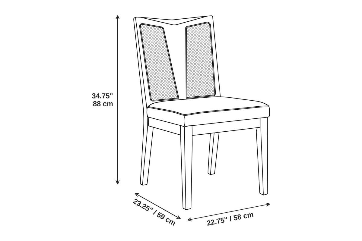 Wagram Rattan Cane Dining Chair – Caramel Seat, Walnut-Finish Rubberwood, Set of 2