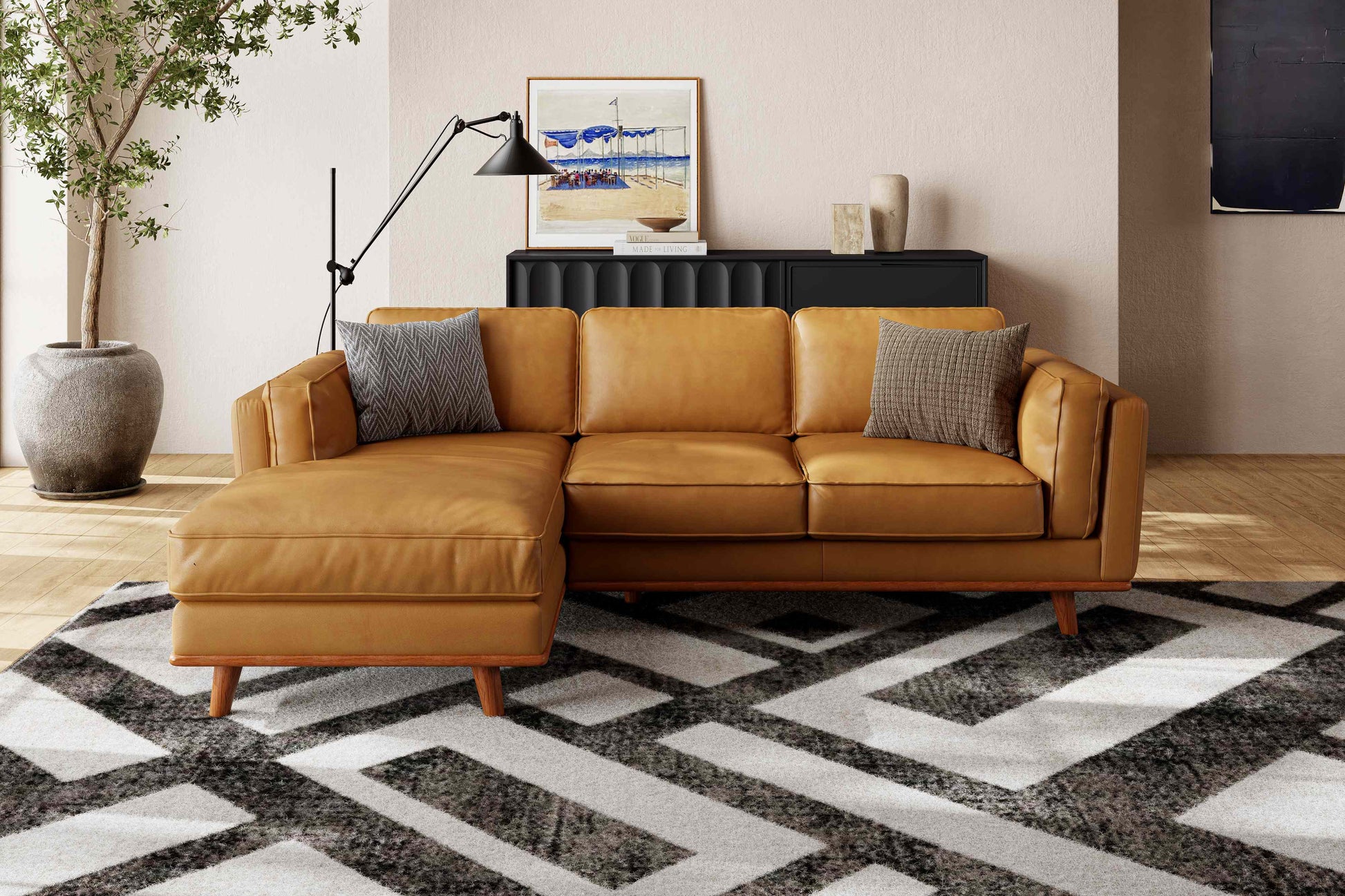 Maestro Leather Chaise Sectional Sofa
