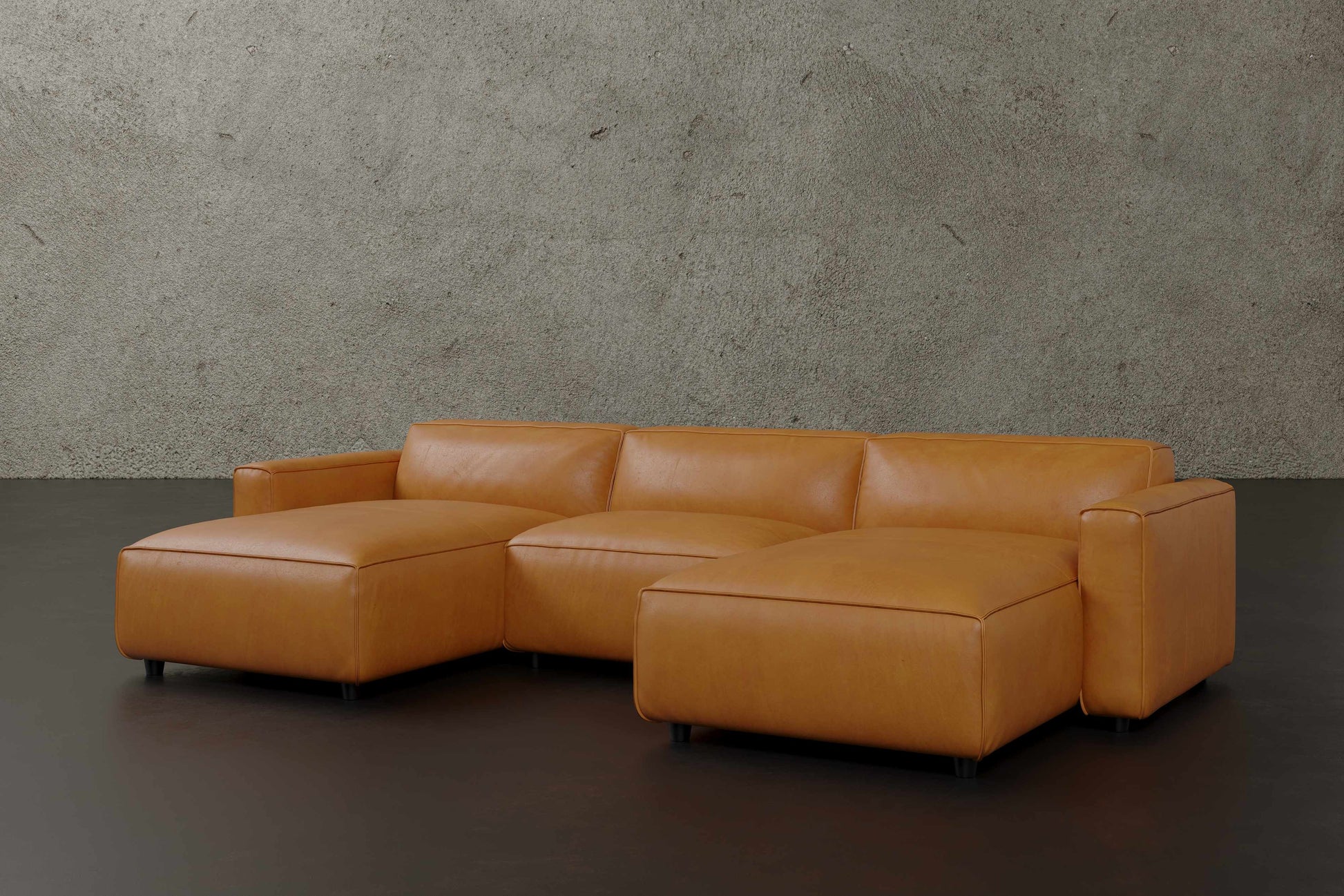 Allodi Full-aniline Leather Modular Sectional Sofa with Feather-Filled